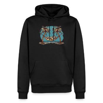 Faultier-hängematte, Strand, Chillige - Männer Premium Bio Hoodie - Schwarz - Vorne - Nico (187cm)