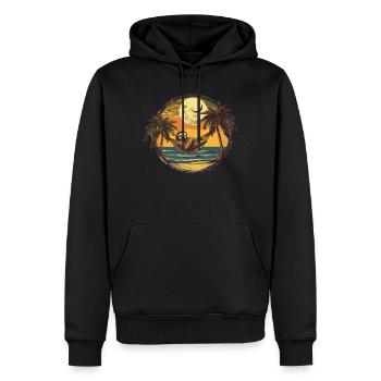Faultier-hängematte, Strand, Chillige - Männer Premium Bio Hoodie - Schwarz - Vorne - Nico (187cm)