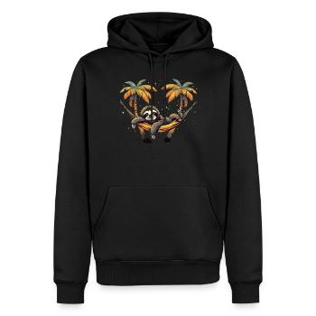 Faultier-hängematte, Strand, Chillige - Männer Premium Bio Hoodie - Schwarz - Vorne - Nico (187cm)