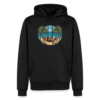 Faultier-hängematte, Strand, Chillige - Männer Premium Bio Hoodie - Schwarz - Vorne - Nico (187cm)