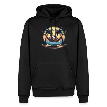 Faultier-hängematte, Strand, Chillige - Männer Premium Bio Hoodie - Schwarz - Vorne - Nico (187cm)