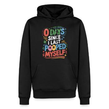 0 jours depuis que je me suis fait caca pour la dernière fois Meme - Sweat à capuche Premium bio Homme - noir - Devant - Nico (187cm)