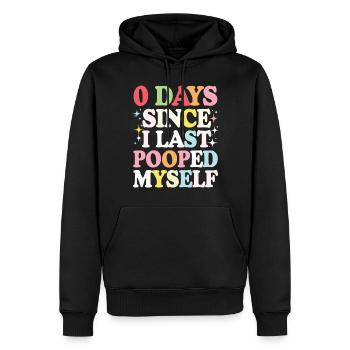 0 jours depuis que je me suis fait caca pour la dernière fois Meme - Sweat à capuche Premium bio Homme - noir - Devant - Nico (187cm)