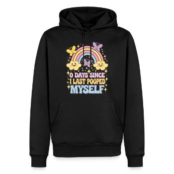 0 jours depuis que je me suis fait caca pour la dernière fois Meme - Sweat à capuche Premium bio Homme - noir - Devant - Nico (187cm)