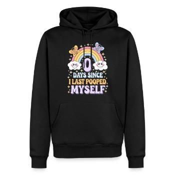 0 jours depuis que je me suis fait caca pour la dernière fois Meme - Sweat à capuche Premium bio Homme - noir - Devant - Nico (187cm)
