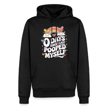 0 jours depuis que je me suis fait caca pour la dernière fois Meme - Sweat à capuche Premium bio Homme - noir - Devant - Nico (187cm)