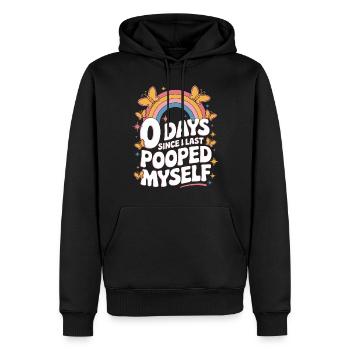 0 jours depuis que je me suis fait caca pour la dernière fois Meme - Sweat à capuche Premium bio Homme - noir - Devant - Nico (187cm)