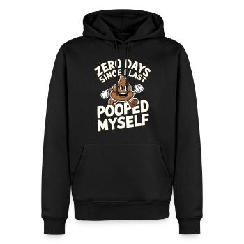 0 jours depuis que je me suis fait caca pour la dernière fois Meme - Sweat à capuche Premium bio Homme - noir - Devant - Nico (187cm)