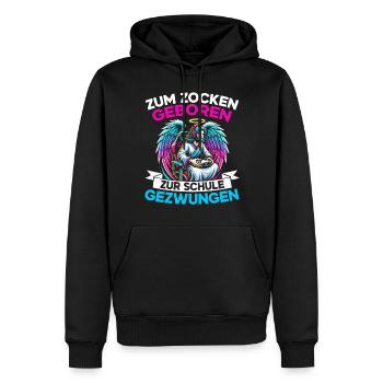 Né pour jouer Forcé d’aller à l’école Angel - Sweat à capuche Premium bio Homme - noir - Devant - Nico (187cm)