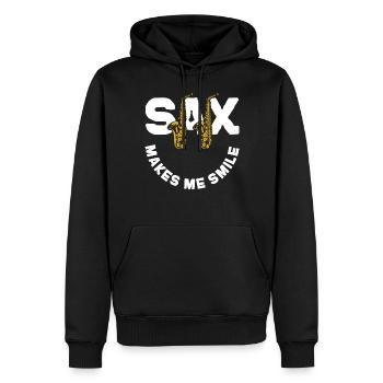 Saxophone Pun Sax Makes Me Smile - Men’s Premium Organic Hoodie - black - Front - Nico (187cm)