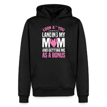 Schau dir an, wie du meine Mutter Lustige Stiefmutter Bonus landest - Männer Premium Bio Hoodie - Schwarz - Vorne - Nico (187cm)