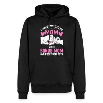 J’ai deux titres Maman et Maman bonus Maman drôle - Sweat à capuche Premium bio Homme - noir - Devant - Nico (187cm)