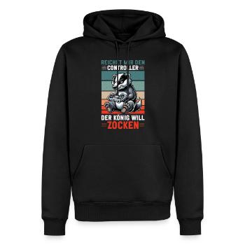 Il me tend la manette que le roi veut jouer - Sweat à capuche Premium bio Homme - noir - Devant - Nico (187cm)