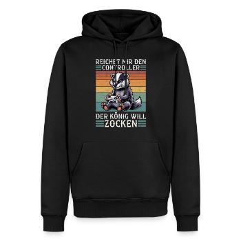 Il me tend la manette que le roi veut jouer - Sweat à capuche Premium bio Homme - noir - Devant - Nico (187cm)
