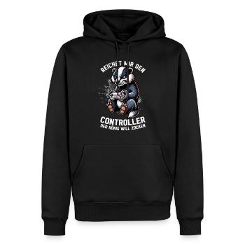 Il me tend la manette que le roi veut jouer - Sweat à capuche Premium bio Homme - noir - Devant - Nico (187cm)
