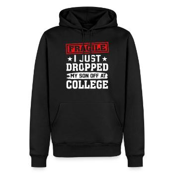 Fragile Je viens de déposer mon fils à l’université - Sweat à capuche Premium bio Homme - noir - Devant - Nico (187cm)