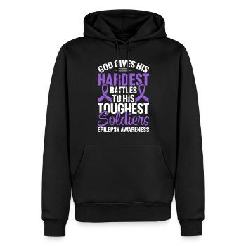 Dieu donne un ruban violet à ses batailles les plus difficiles - Sweat à capuche Premium bio Homme - noir - Devant - Nico (187cm)