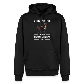 Deutsch Langhaar I Jagdhund Vorstehhund Motiv für - Männer Premium Bio Hoodie - Schwarz - Vorne - Nico (187cm)