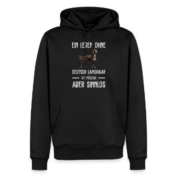 Deutsch Langhaar I Jagdhund Vorstehhund Motiv für - Männer Premium Bio Hoodie - Schwarz - Vorne - Nico (187cm)