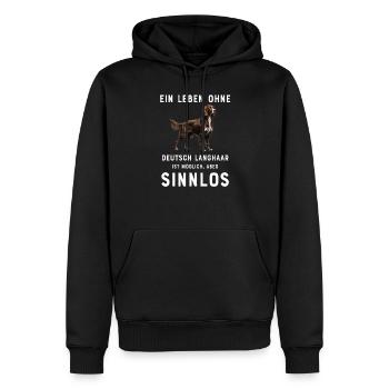 Deutsch Langhaar I Jagdhund Vorstehhund Motiv für - Männer Premium Bio Hoodie - Schwarz - Vorne - Nico (187cm)