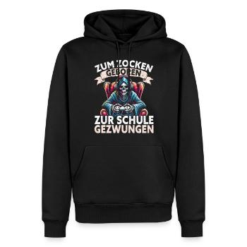 Né pour jouer Forcé d’aller à l’école Grim Reaper - Sweat à capuche Premium bio Homme - noir - Devant - Nico (187cm)