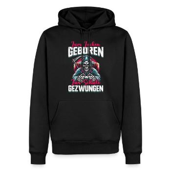 Né pour jouer, forcé d'aller à l'école, Grim Reaper - Sweat à capuche Premium bio Homme - noir - Devant - Nico (187cm)