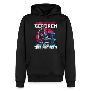 Zum Zocken geboren zur Schule gezwungen Ninja - Männer Premium Bio Hoodie - Schwarz - Vorne - Nico (187cm)