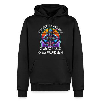 Zum Zocken geboren zur Schule gezwungen Ninja - Männer Premium Bio Hoodie - Schwarz - Vorne - Nico (187cm)