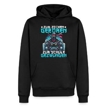 Zum Zocken geboren zur Schule gezwungen Ninja - Männer Premium Bio Hoodie - Schwarz - Vorne - Nico (187cm)