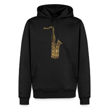 Saxophone Geometric - Men’s Premium Organic Hoodie - black - Front - Nico (187cm)