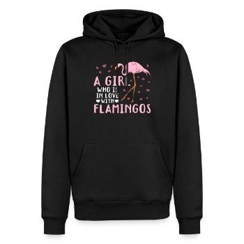 Une fille amoureuse des flamants roses - Flamingo - Sweat à capuche Premium bio Homme - noir - Devant - Nico (187cm)