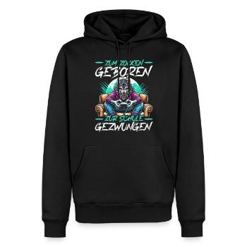 Né pour jouer Forcé d’aller à l’école Loup - Sweat à capuche Premium bio Homme - noir - Devant - Nico (187cm)