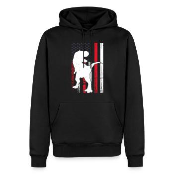 Dino Drapeau US Silhouette de dinosaure - Sweat à capuche Premium bio Homme - noir - Devant - Nico (187cm)