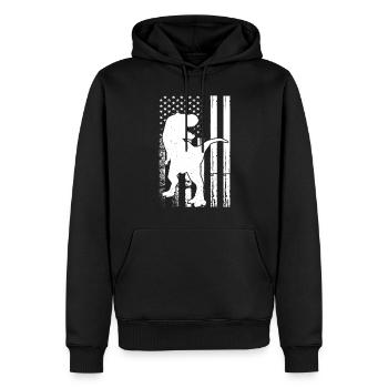 Dinosaure US Flag Dino Silhouette Dino - Sweat à capuche Premium bio Homme - noir - Devant - Nico (187cm)