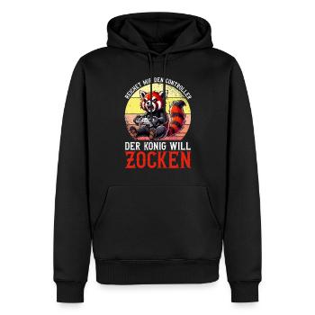 Reichet Mir Den Controller Der König Will Zocken - Männer Premium Bio Hoodie - Schwarz - Vorne - Nico (187cm)