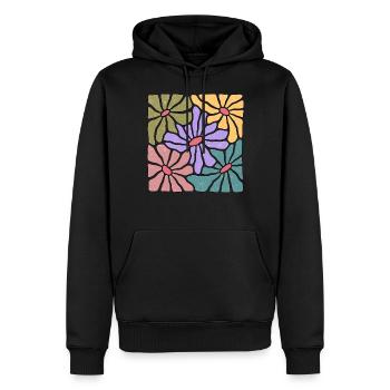 Wildblumen im Boho-Stil - Männer Premium Bio Hoodie - Schwarz - Vorne - Nico (187cm)