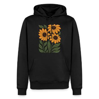 Sonnenblume inspirierte Retro-Wildblume - Männer Premium Bio Hoodie - Schwarz - Vorne - Nico (187cm)