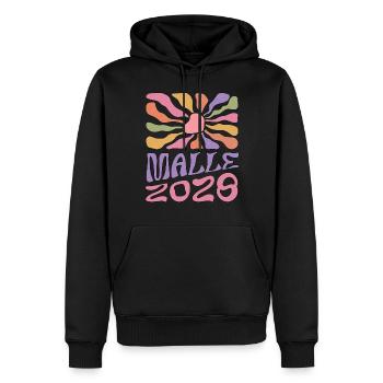 Malle 2028 - Männer Premium Bio Hoodie - Schwarz - Vorne - Nico (187cm)
