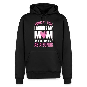Schau dir an, wie du meine Mutter Lustige Stiefmutter Bonus landest - Männer Premium Bio Hoodie - Schwarz - Vorne - Nico (187cm)