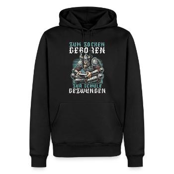 Nés pour jouer Forcés d’aller à l’école Les Vikings - Sweat à capuche Premium bio Homme - noir - Devant - Nico (187cm)