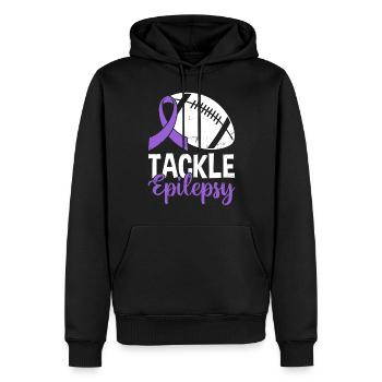 Tackle Epilepsie Volleyball Lila Band Nervös - Männer Premium Bio Hoodie - Schwarz - Vorne - Nico (187cm)