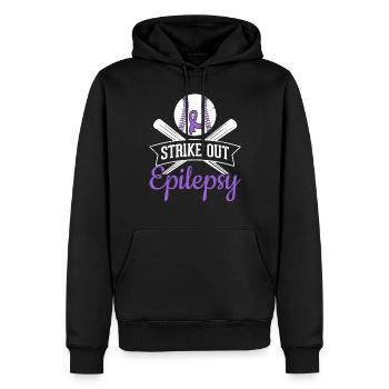 Strike Out Epilepsie Lila Band Lustiger Baseball - Männer Premium Bio Hoodie - Schwarz - Vorne - Nico (187cm)