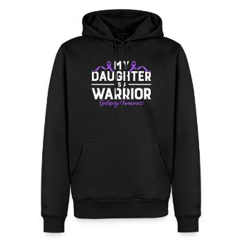 Meine Tochter ist eine Kriegerin Lila Band Epilepsie - Männer Premium Bio Hoodie - Schwarz - Vorne - Nico (187cm)
