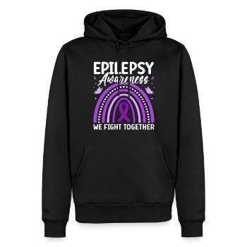 Nous luttons ensemble contre l’épilepsie du système nerveux violet - Sweat à capuche Premium bio Homme - noir - Devant - Nico (187cm)