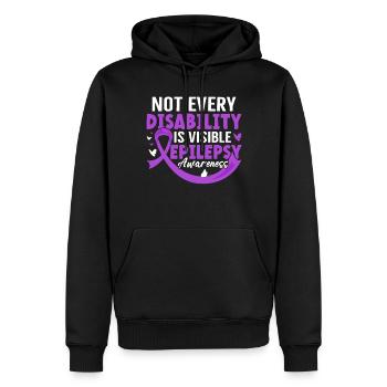 Tous les handicaps ne sont pas visibles L’épilepsie violette - Sweat à capuche Premium bio Homme - noir - Devant - Nico (187cm)