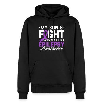 Der Kampf meiner Söhne ist Lila Band Epilepsie - Männer Premium Bio Hoodie - Schwarz - Vorne - Nico (187cm)