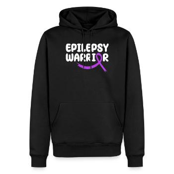Guerrier de l’épilepsie Ruban violet Système nerveux - Sweat à capuche Premium bio Homme - noir - Devant - Nico (187cm)