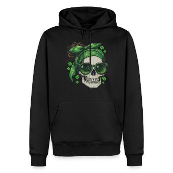 St Patricks Day Totenkopf - Männer Premium Bio Hoodie - Schwarz - Vorne - Nico (187cm)