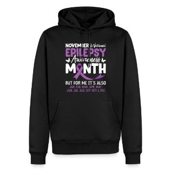 Epilepsie-Bewusstsein, lila Schleife, Nervensystem - Männer Premium Bio Hoodie - Schwarz - Vorne - Nico (187cm)