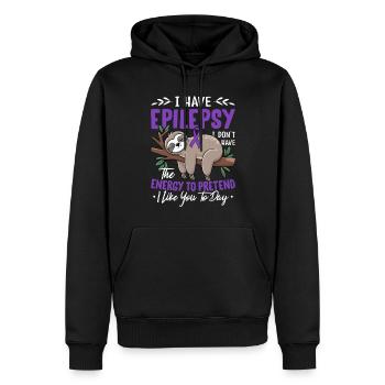Je souffre d’épilepsie Système nerveux à ruban violet - Sweat à capuche Premium bio Homme - noir - Devant - Nico (187cm)